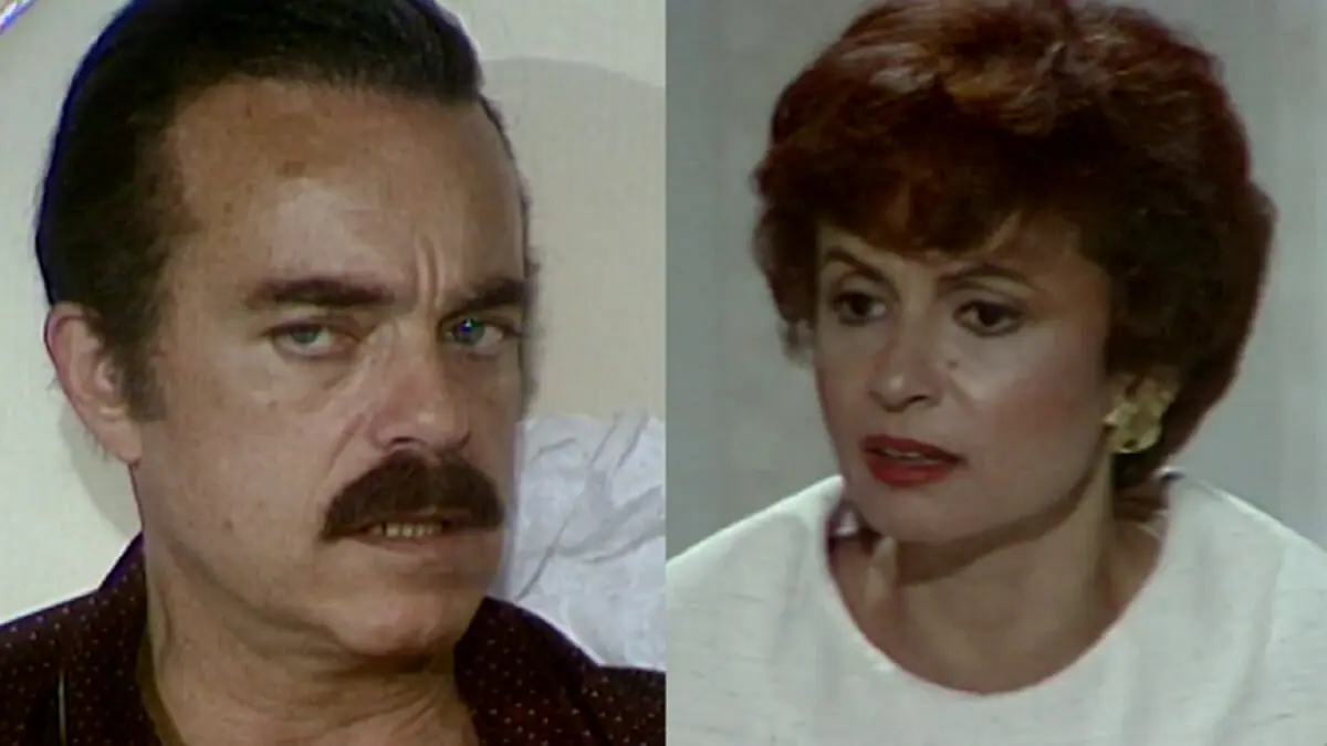 Barreto (Rubens de Falco) e Fausta (Joana Fomm) na novela Bambolê