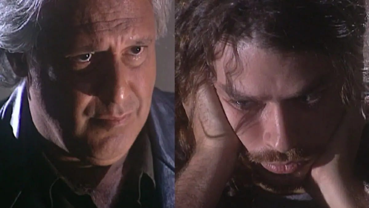 Bruno (Antonio Fagundes) e Marcos (Fábio Assunção) de O Rei do Gado