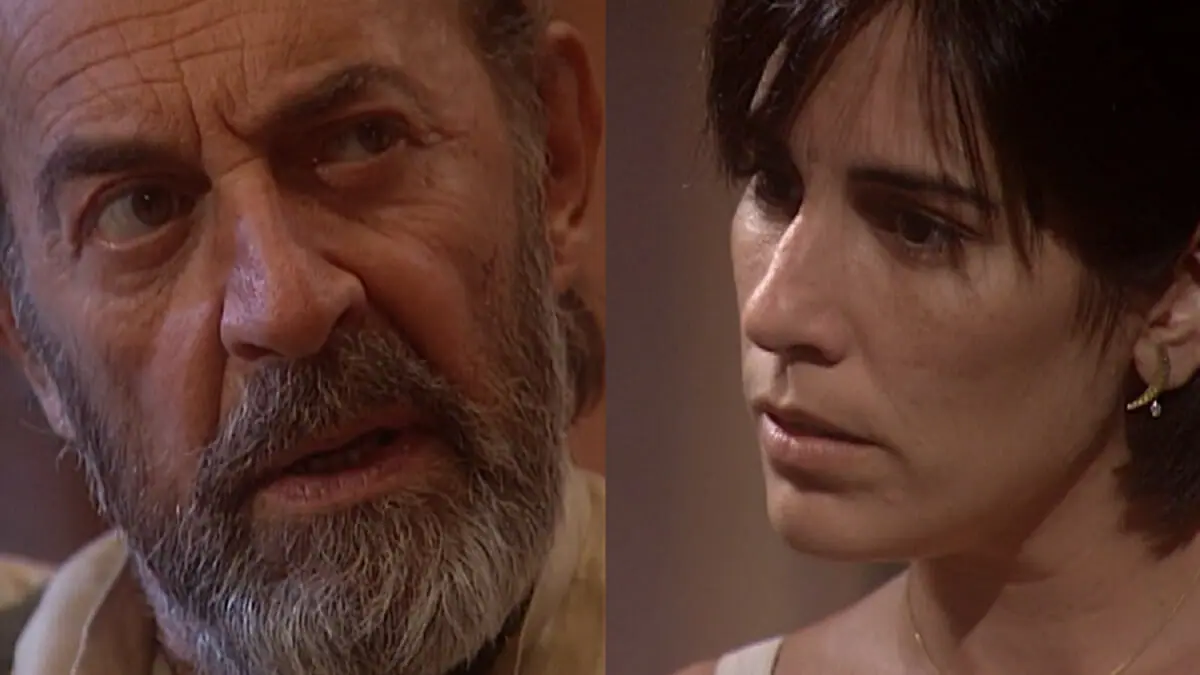 Rafaela (Gloria Pires) e Geremias (Raul Cortez) em O Rei do Gado