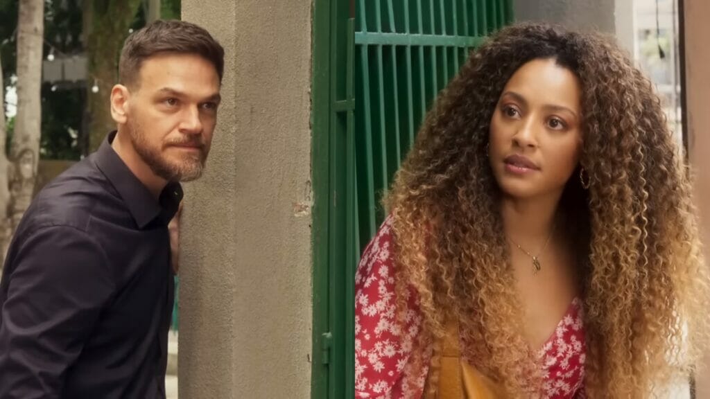 Theo (Emílio Dantas) e Sol (Sheron Menezzes) de Vai na Fé
