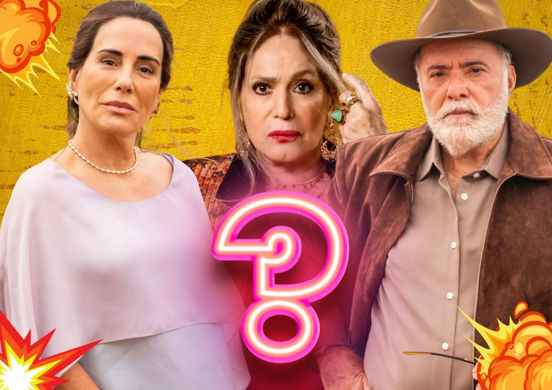 Irene (Gloria Pires), Cândida (Susana Vieira) e Antônio (Tony Ramos) em Terra e Paixão