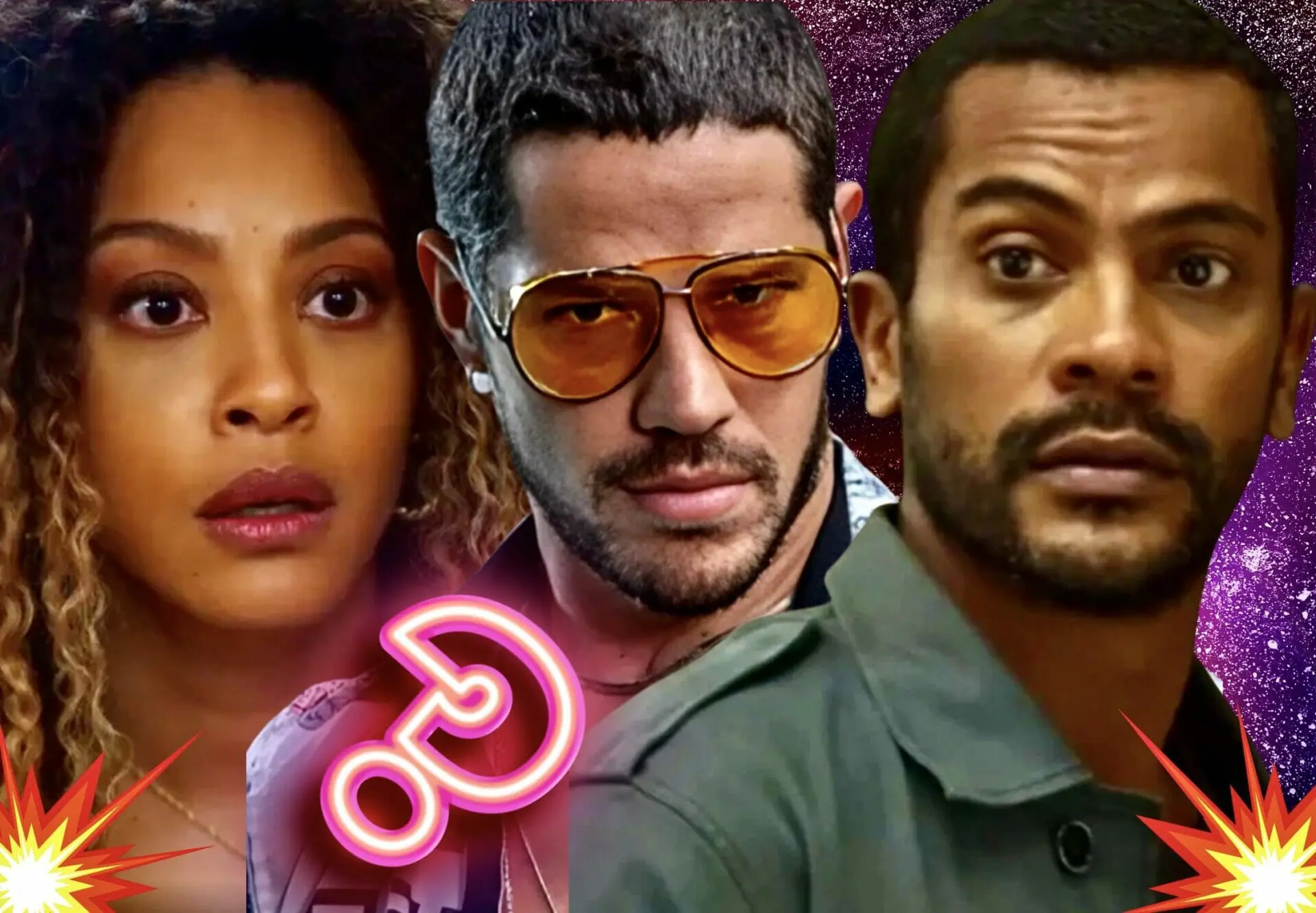 Ben (Samuel de Assis), Sol (Sheron Menezzes) e Lui (José Loreto) de Vai na Fé