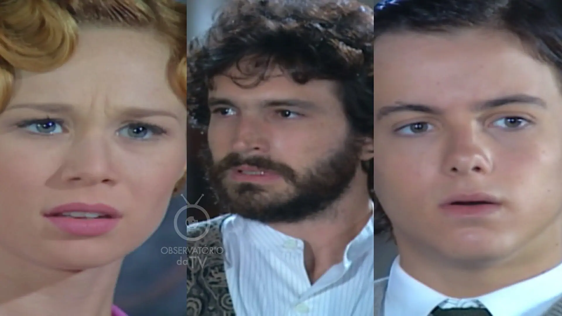 Ana Francisca (Mariana Ximenes), Miguel (Caco Ciocler) e Bernardo (Kayky Brito) de Chocolate com Pimenta