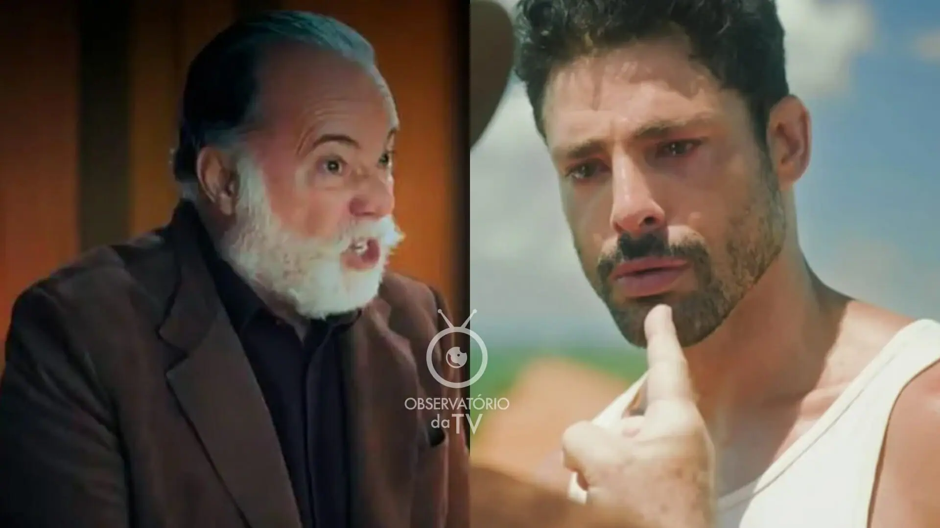 Antônio (Tony Ramos) e Caio (Cauã Reymond) de Terra e Paixão