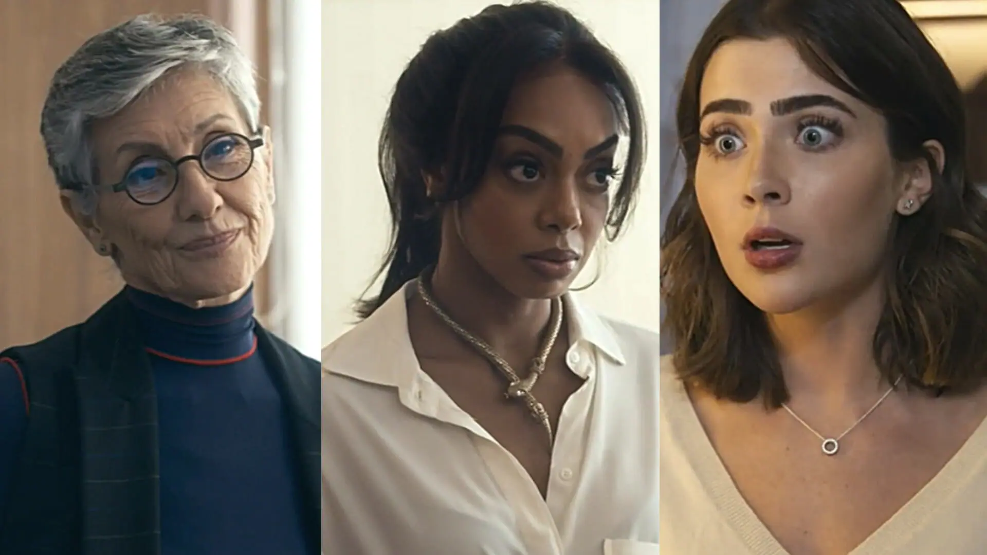 Cidália (Cássia Kis), Talita (Dandara Mariana) e Chiara (Jade Picon) em Travessia