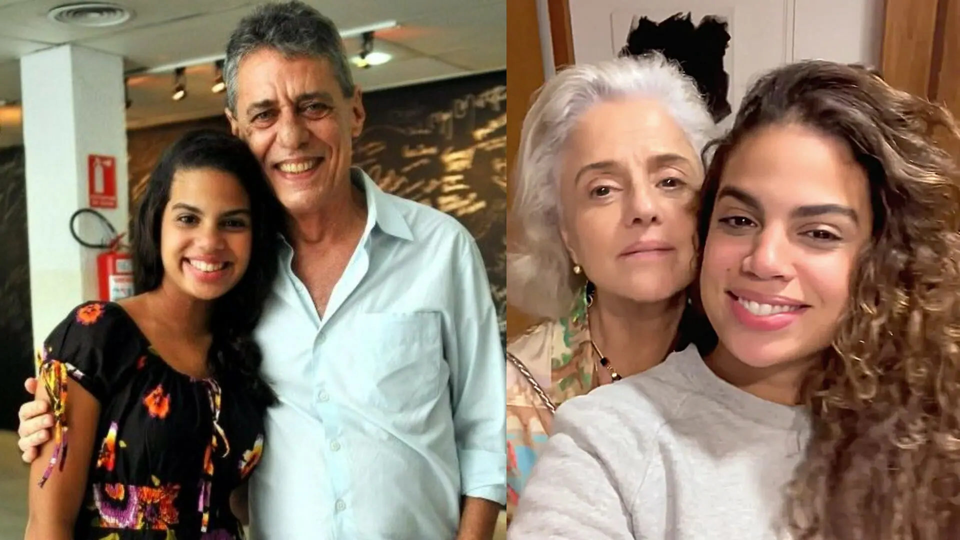 Clara Buarque ao lado dos avós