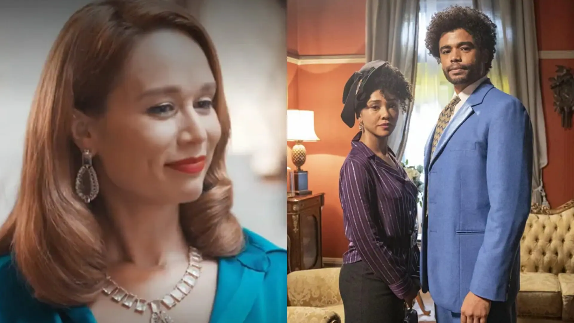 Gilda (Mariana Ximenes), Lucília (Kênia Bárbara) e Orlando (Diogo Almeida) de Amor Perfeito