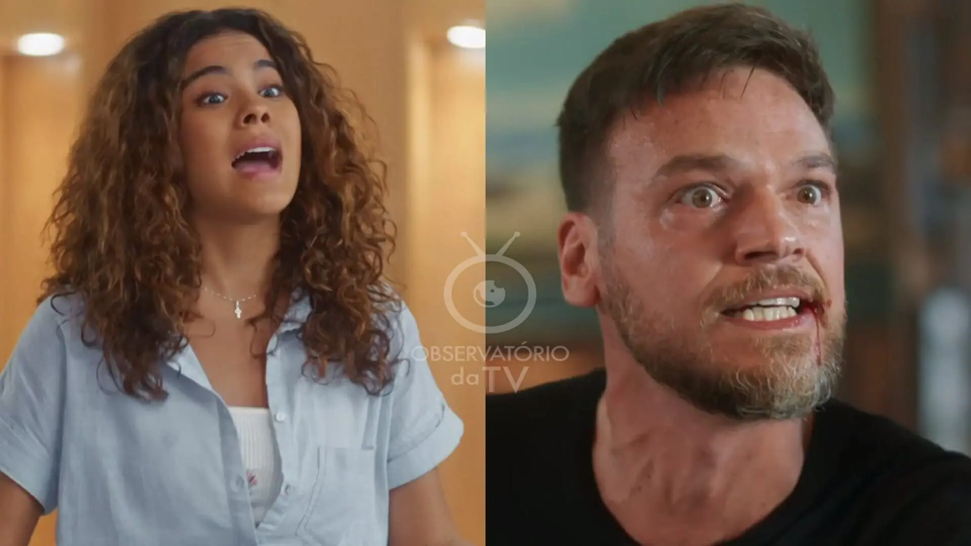 Jenifer (Bella Campos) e Theo (Emílio Dantas) de Vai na Fé