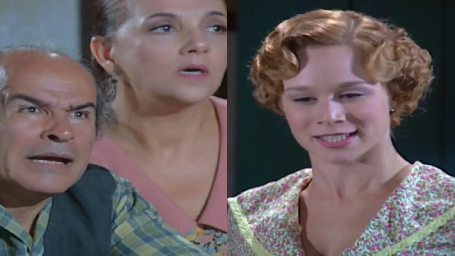 Margarido (Osmar Prado), Dona Mocinha (Denise Del Vecchio) e Ana Francisca (Mariana Ximenes) de Chocolate com Pimenta