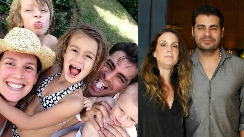 Thiago Lacerda com a esposa Vanessa Lóes e os três filhos
