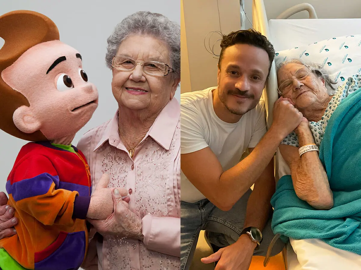 Palmirinha Onofre ao lado de Guinho (à esquerda), e seu intérprete, Anderson Clayton