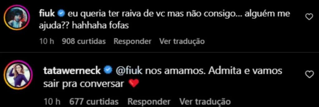 Fiuk e Tatá Werneck na rede social