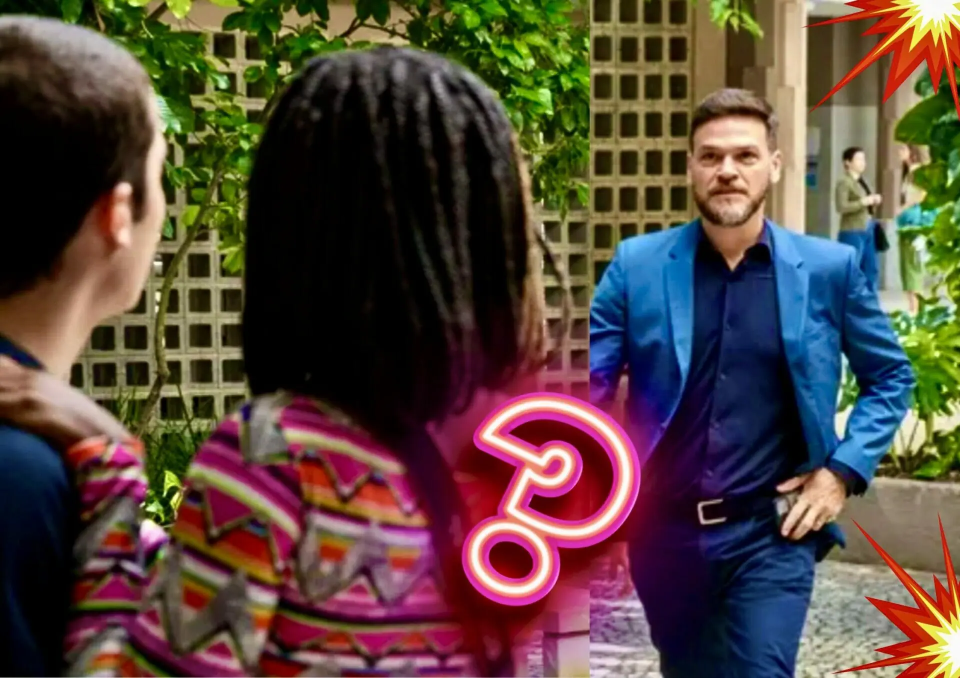 Kate (Clara Moneke), Theo (Emílio Dantas) e Rafa (Caio Manhente) em Vai na Fé