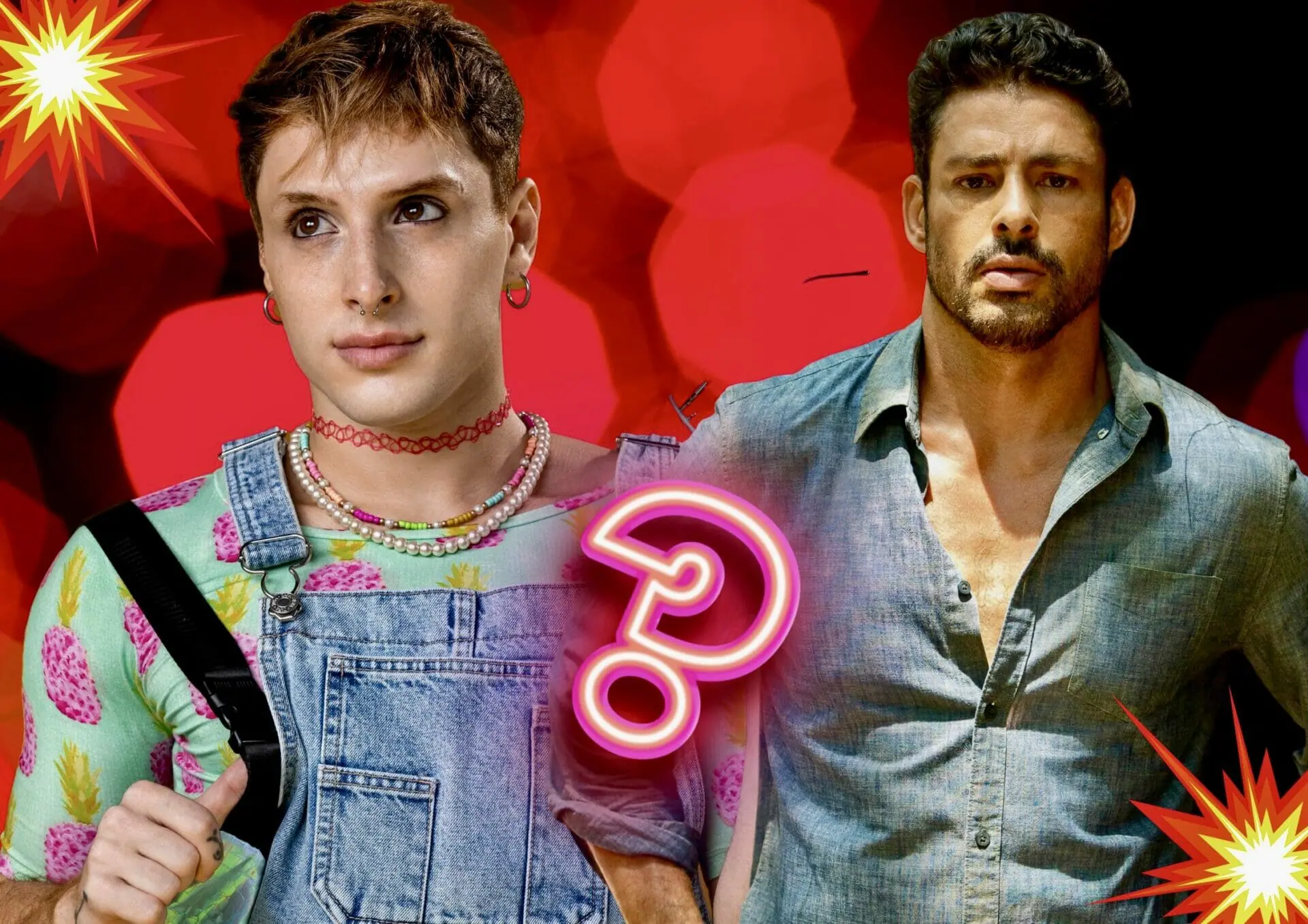 Kelvin (Diego Martins) e Caio (Cauã Reymond) em Terra e Paixão