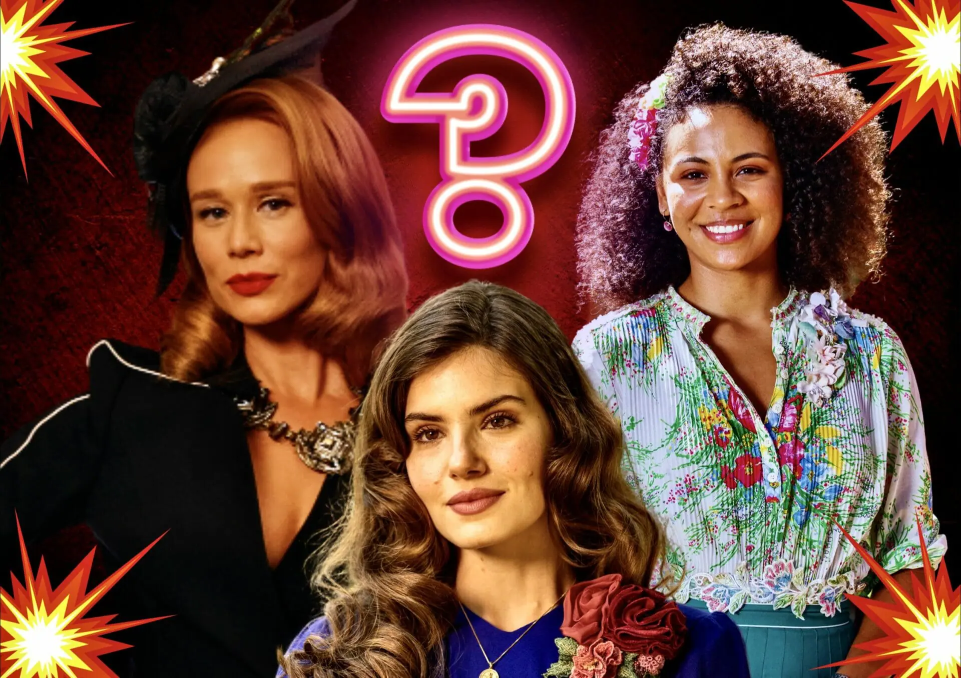 Sônia (Bárbara Sut), Marê (Camila Queiroz) e Gilda (Mariana Ximenes) de Amor Perfeito