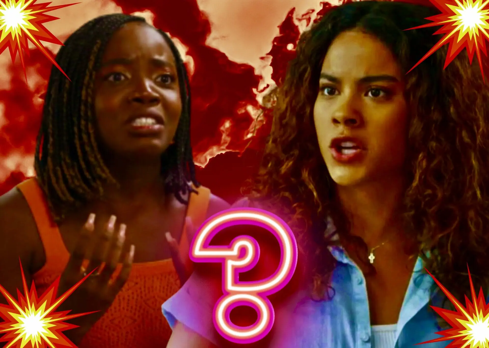 Kate (Clara Moneke) e Jenifer (Bella Campos) de Vai na Fé
