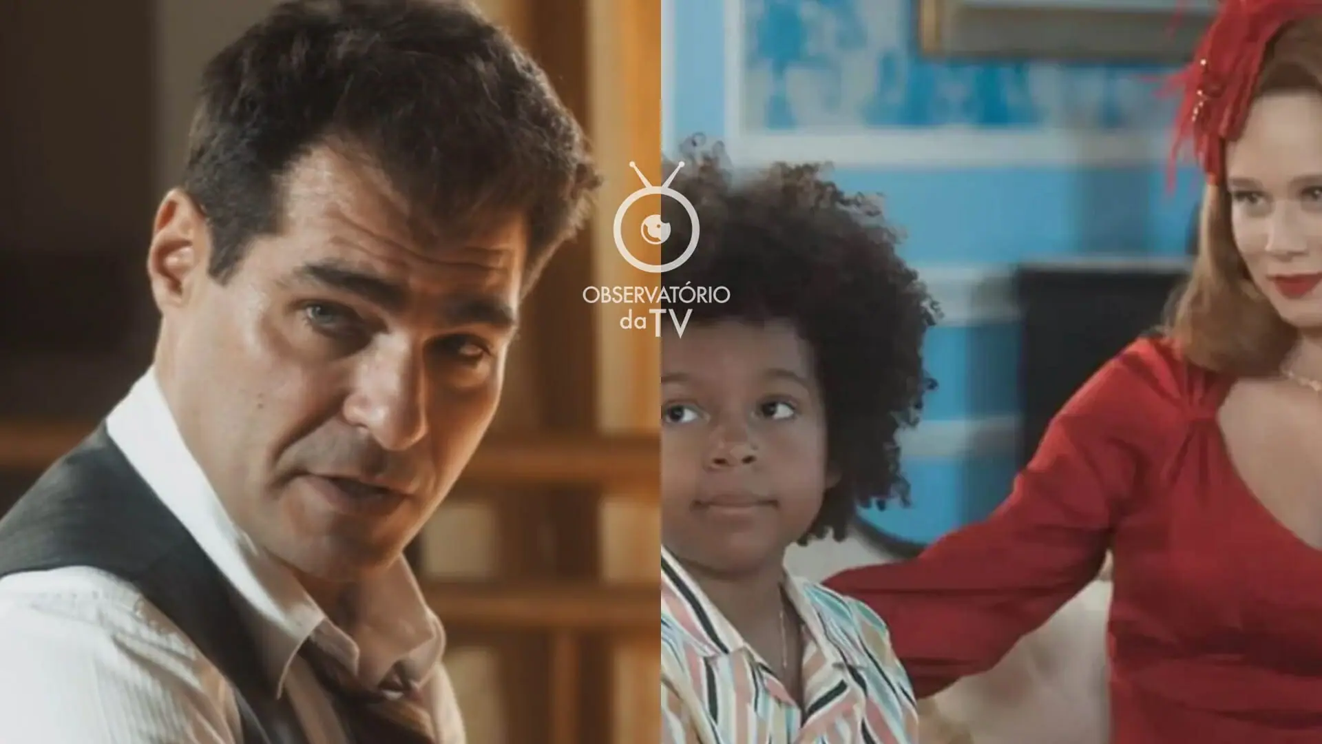Gaspar (Thiago Lacerda), Marcelino (Levi Asaf) e Gilda (Mariana Ximenes) de Amor Perfeito