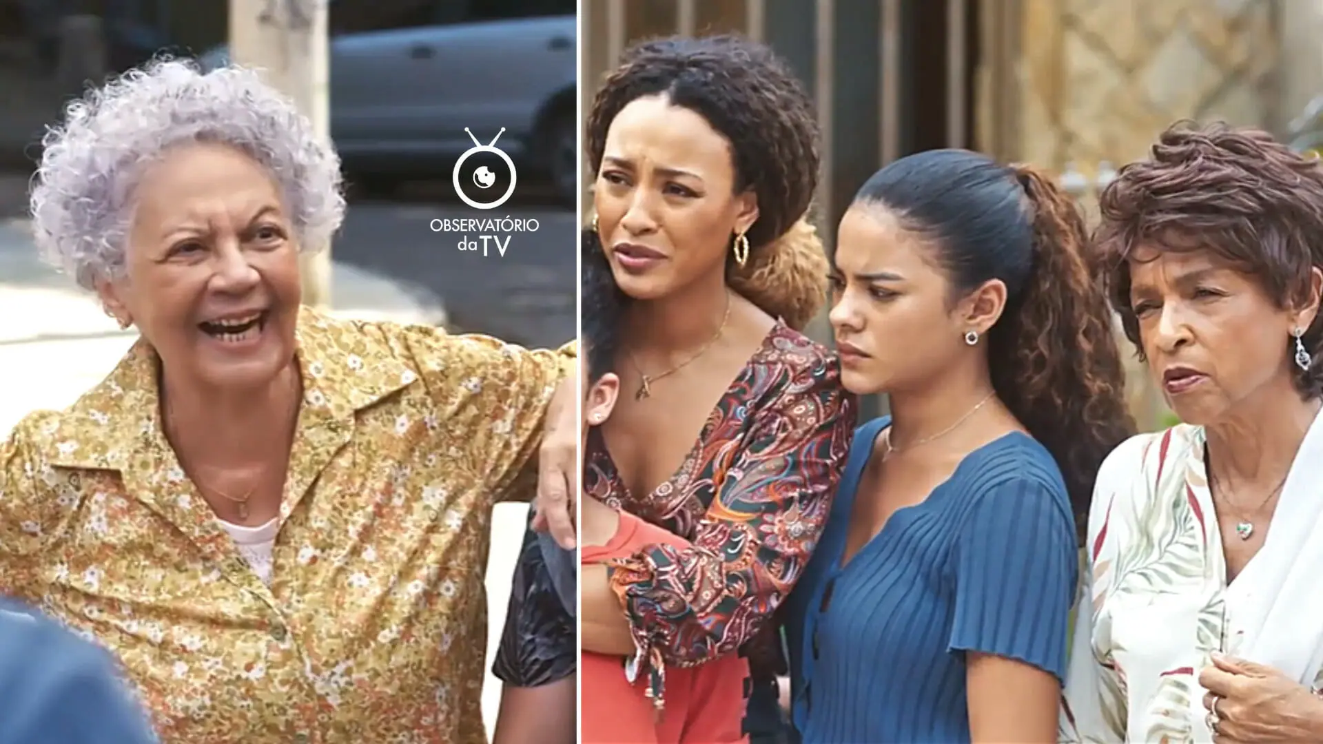 Neide (Neyde Braga) e a família de Sol (Sheron Menezzes) em Vai na Fé