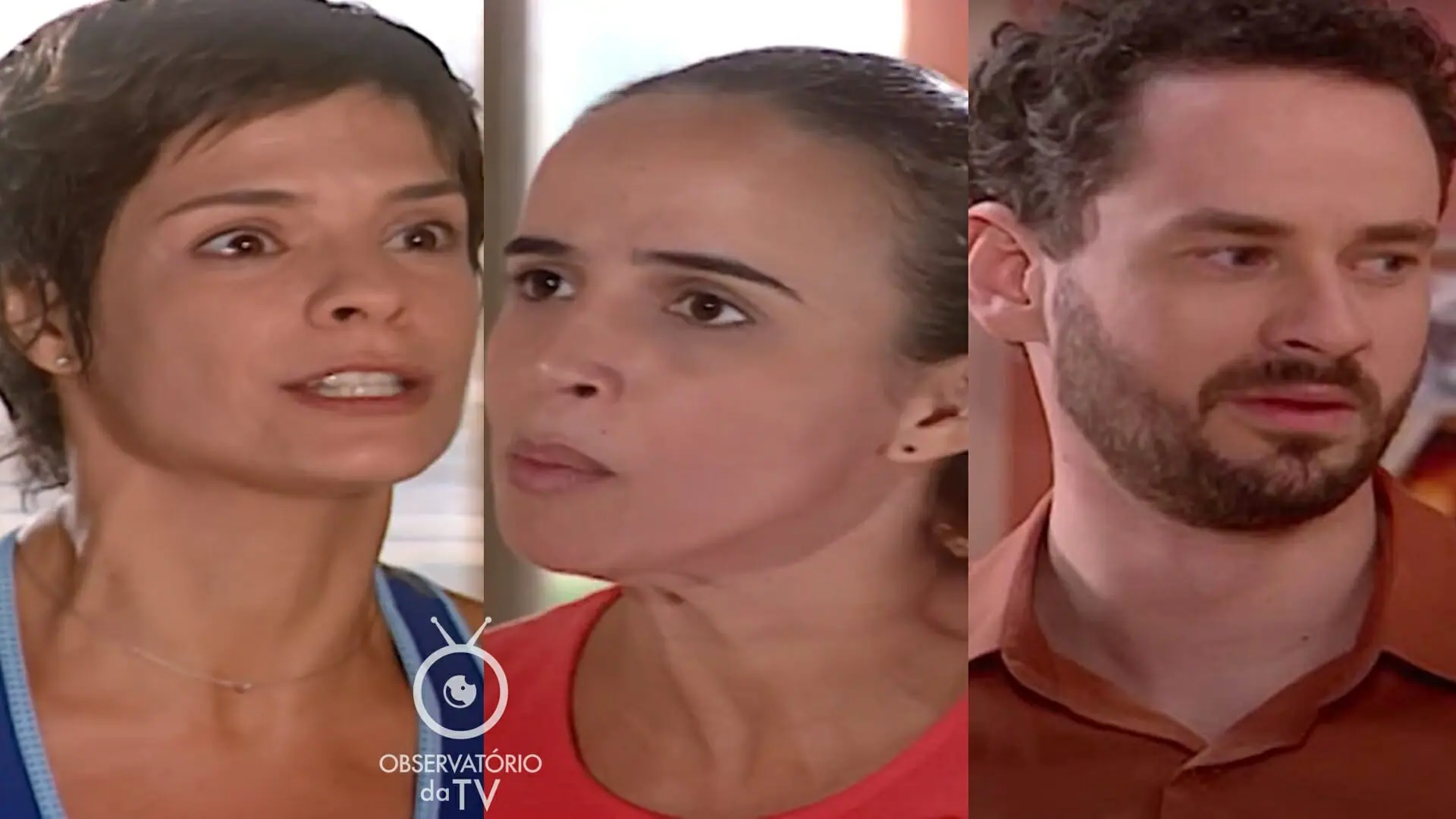 Raquel (Helena Ranaldi), Yvone (Arlete Heringer) e Marcos (Dan Stulbach) de Mulheres Apaixonadas