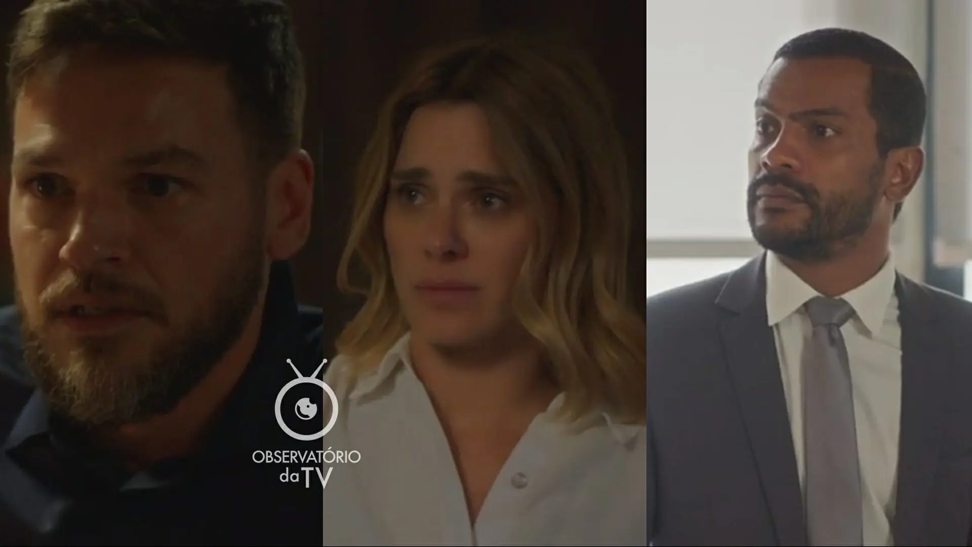 Theo (Emílio Dantas), Lumiar (Carolina Dieckmann) e Ben (Samuel de Assis) de Vai na Fé