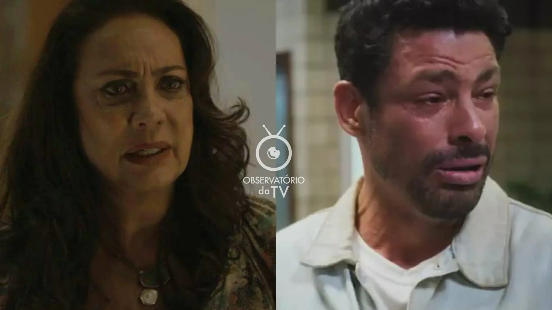 Agatha (Eliane Giardini) e Caio (Cauã Reymond) de Terra e Paixão
