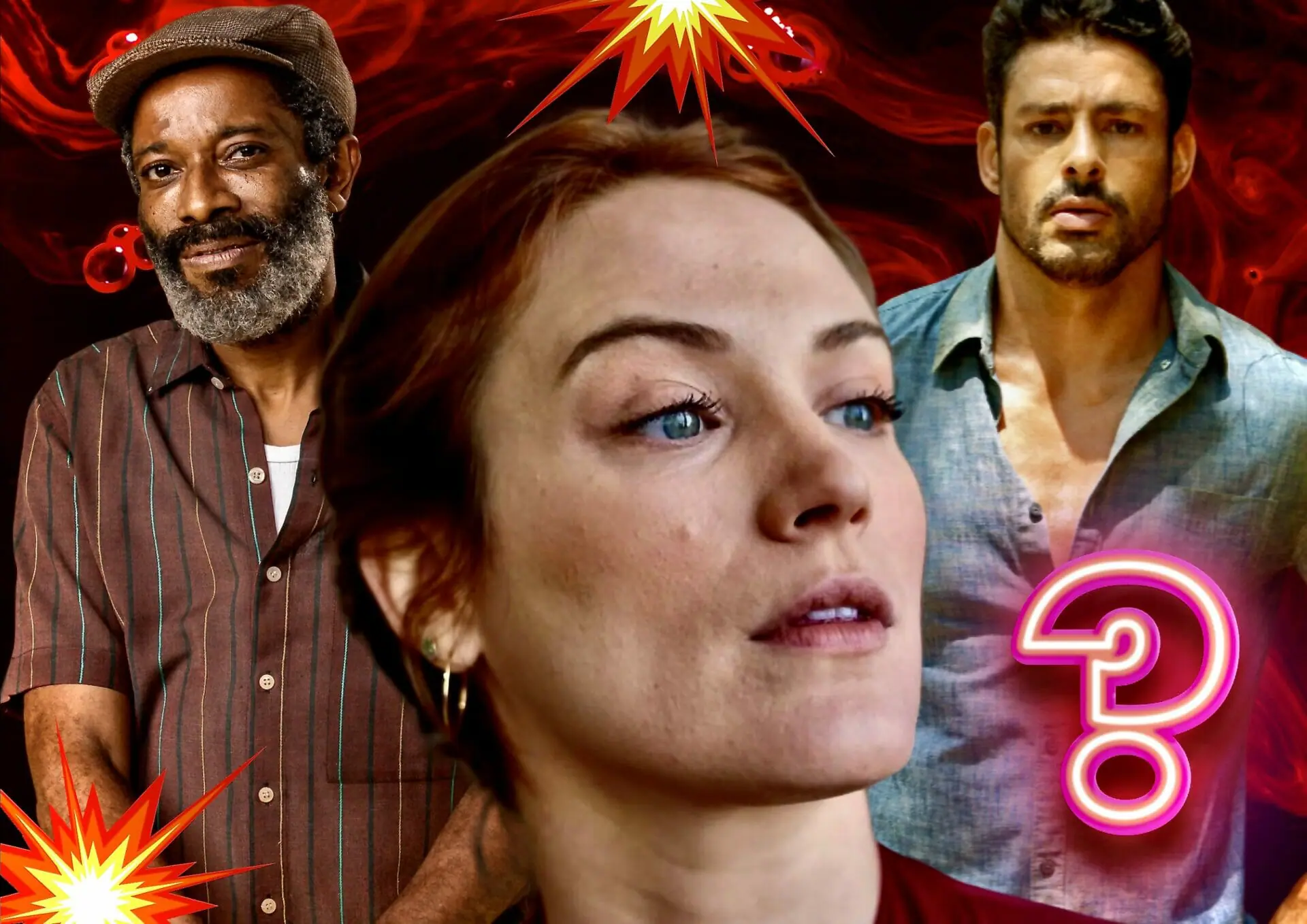 Caio (Cauã Reymond), Gentil (Flávio Bauraqui) e Agatha (Bianca Bin) em Terra e Paixão