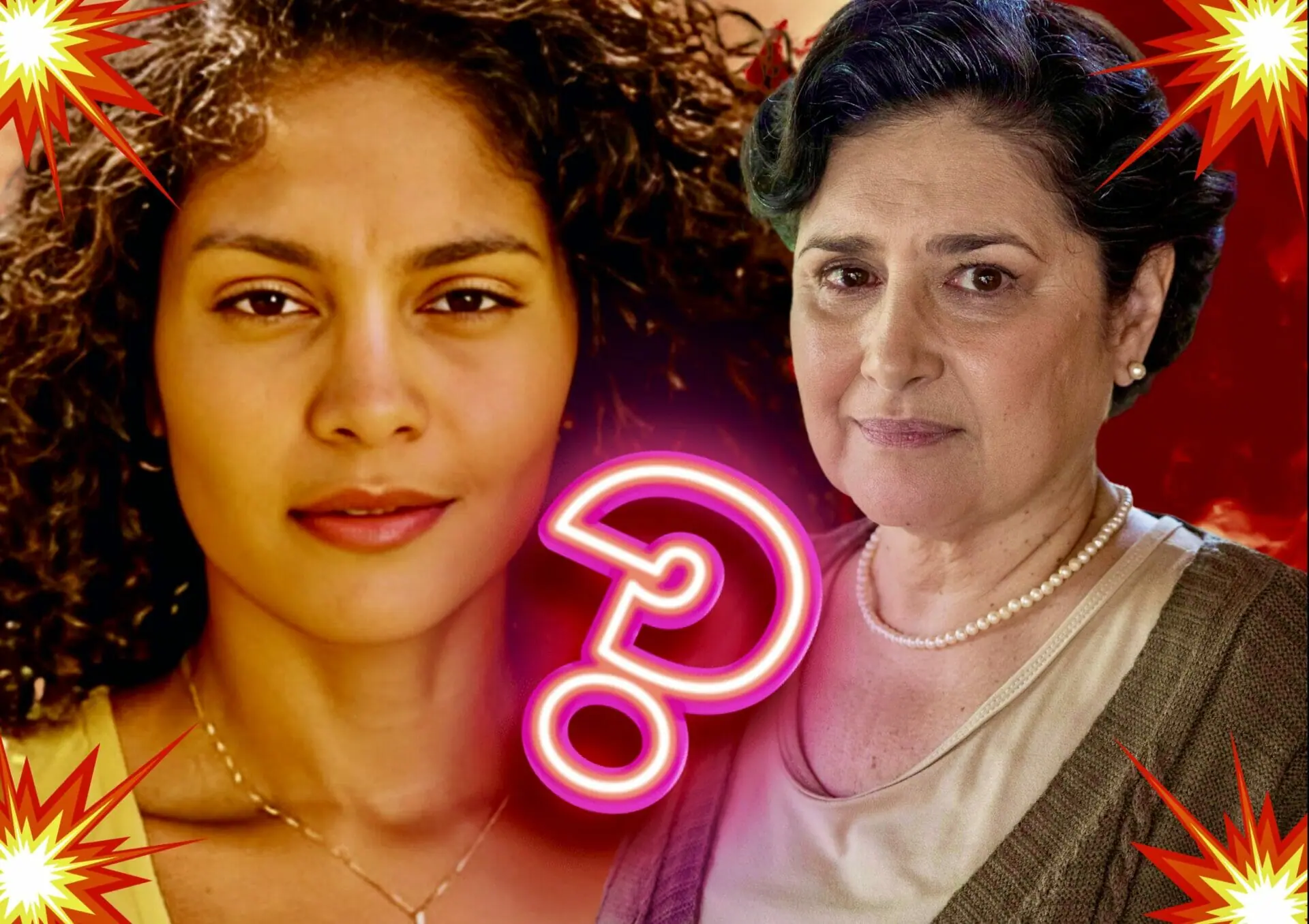 Aline (Barbara Reis) e Angelina (Inez Viana) em Terra e Paixão