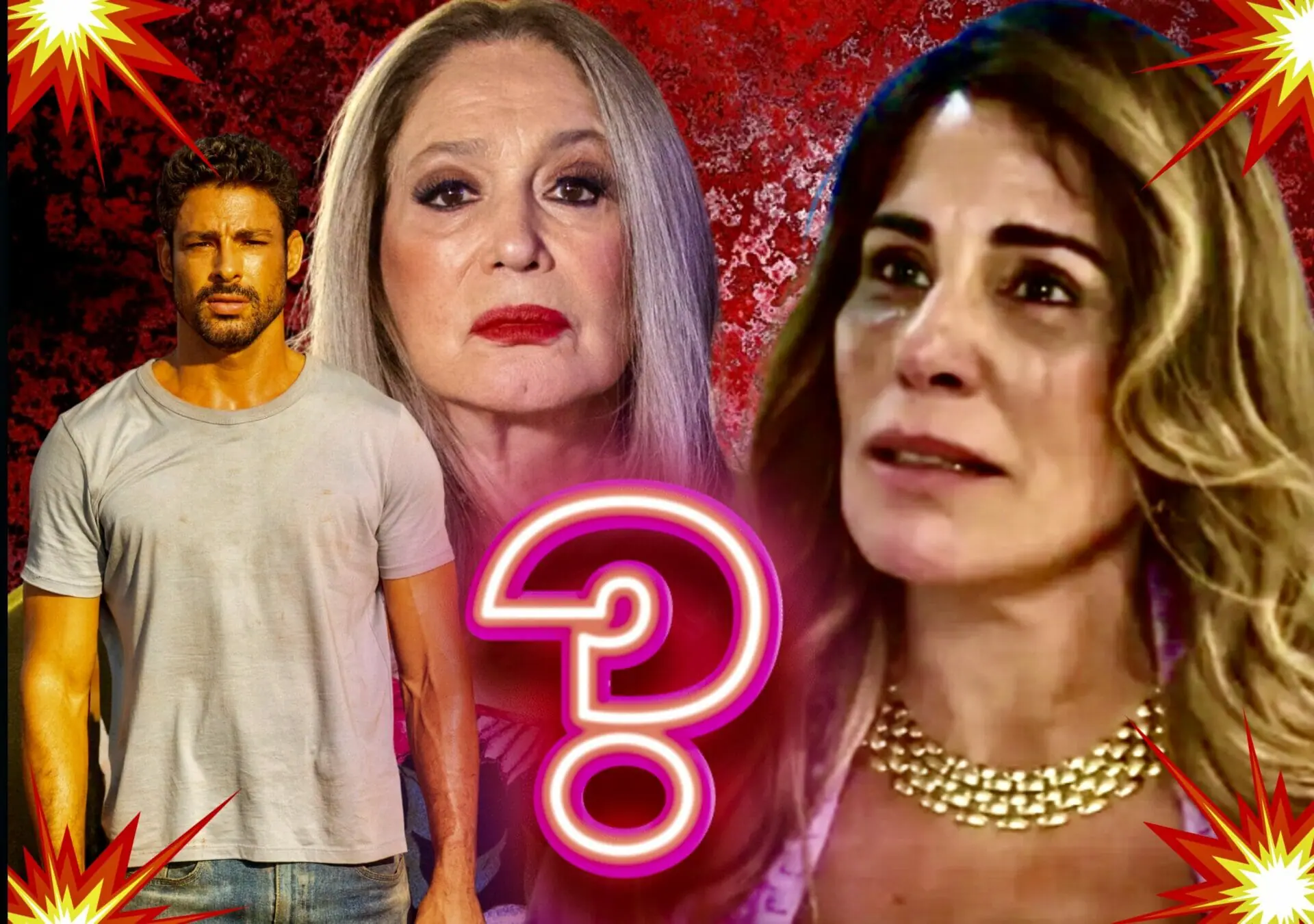 Irene (Gloria Pires), Cândida (Susana Vieira) e Caio (Cauã Reymond) em Terra e Paixão