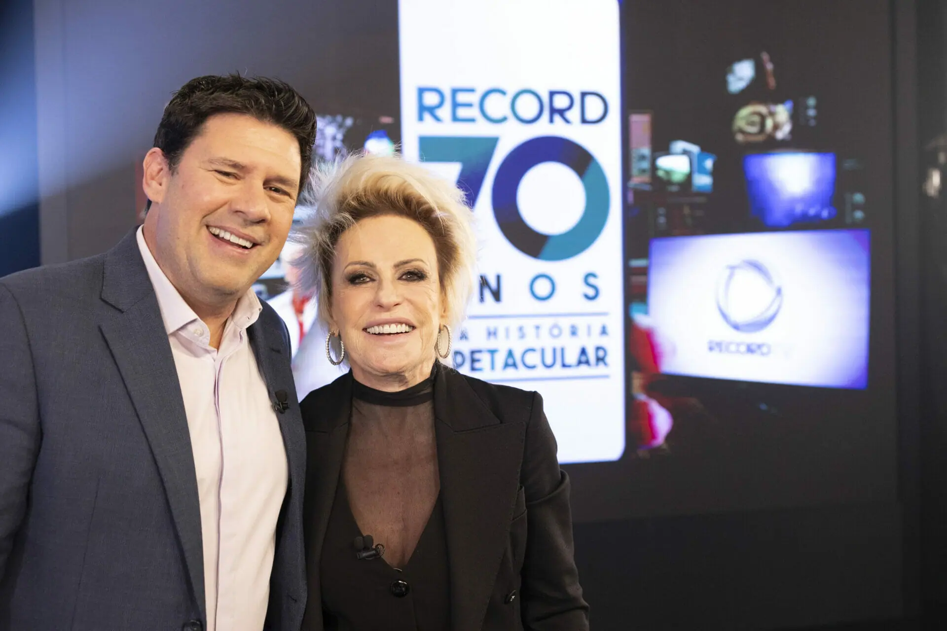 Michael Keller e Ana Maria Braga no Domingo Espetacular