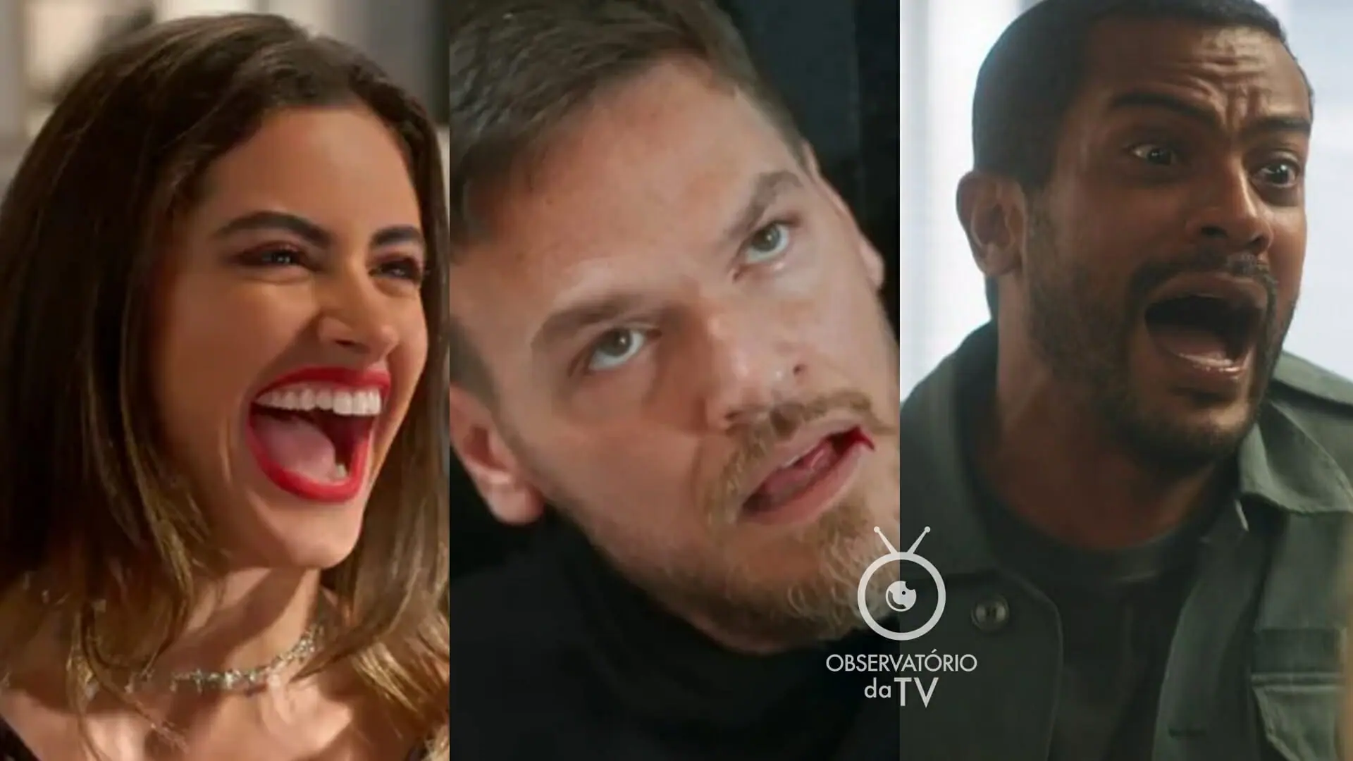 Érika (Leticia Salles), Theo (Emílio Dantas) e Ben (Samuel de Assis) de Vai na Fé