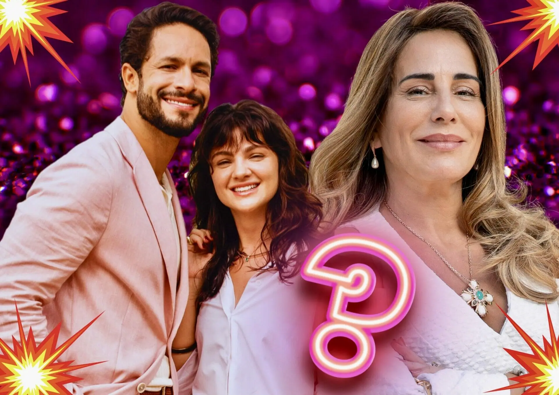 Irene (Gloria Pires), Petra (Debora Ozório) e Luigi (Rainer Cadete) de Terra e Paixão