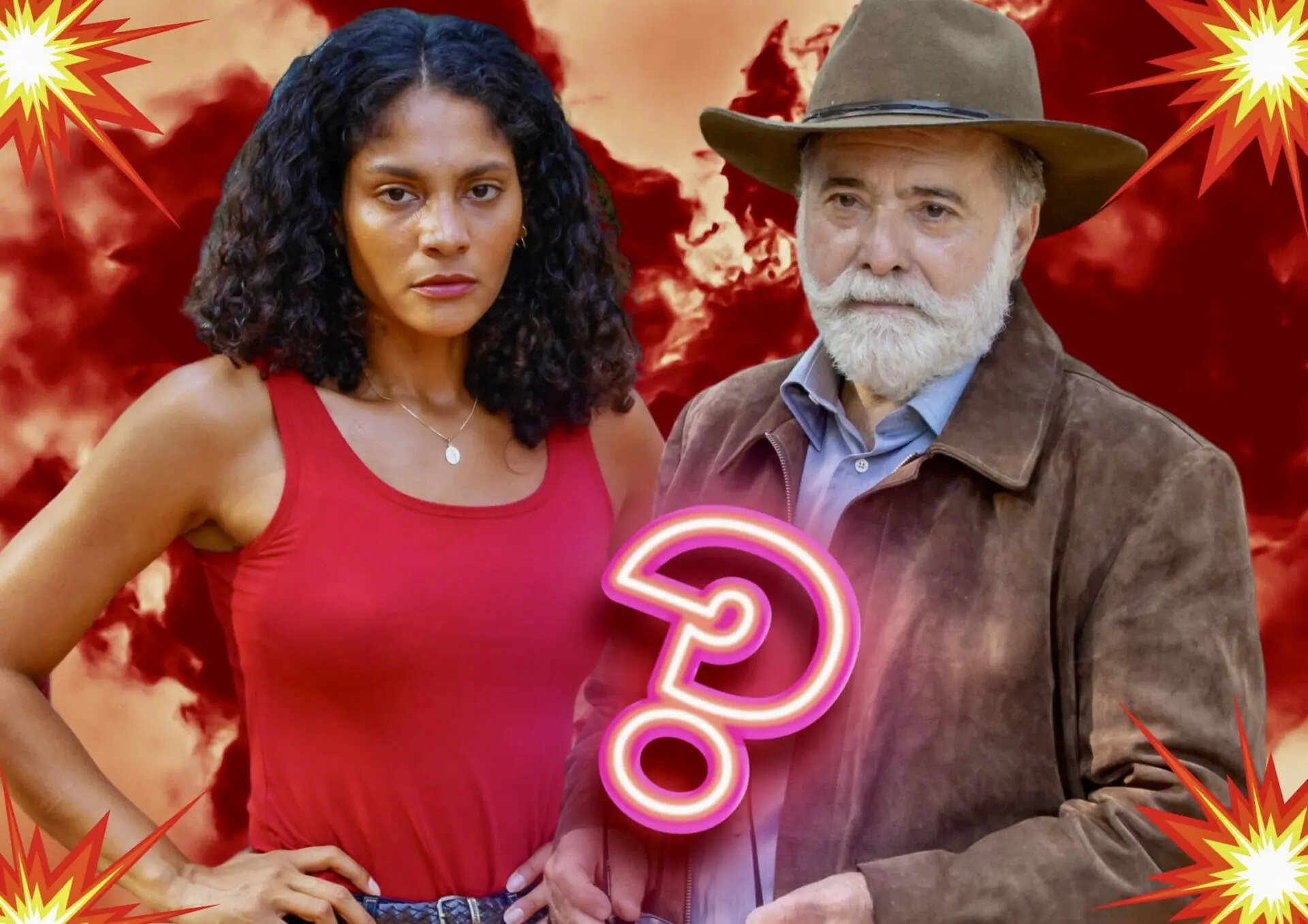 Aline (Bárbara Reis) e Antônio (Tony Ramos) em Terra e Paixão