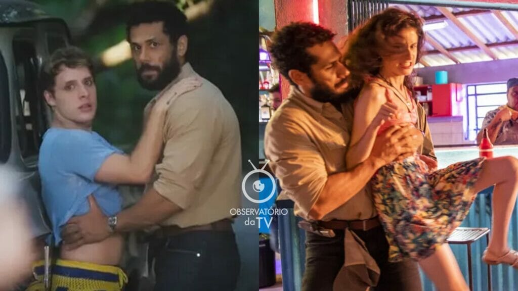 Ramiro (Amaury Lorenzo), Kelvin (Diego Martins) e Munda (Carol Romano) de Terra e Paixão
