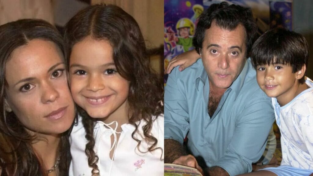 Salete (Bruna Marquezine) com Fernanda (Vanessa Gerbelli) e Lucas (Victor Cugula) com Téo (Tony Ramos) em Mulheres Apaixonadas