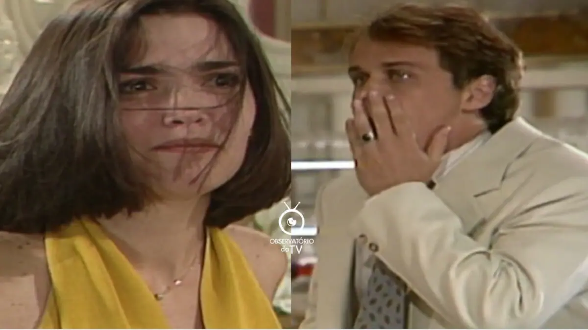 Andrea (Karina Perez) e Marcos (Guilherme Fontes) em Mulheres de Areia