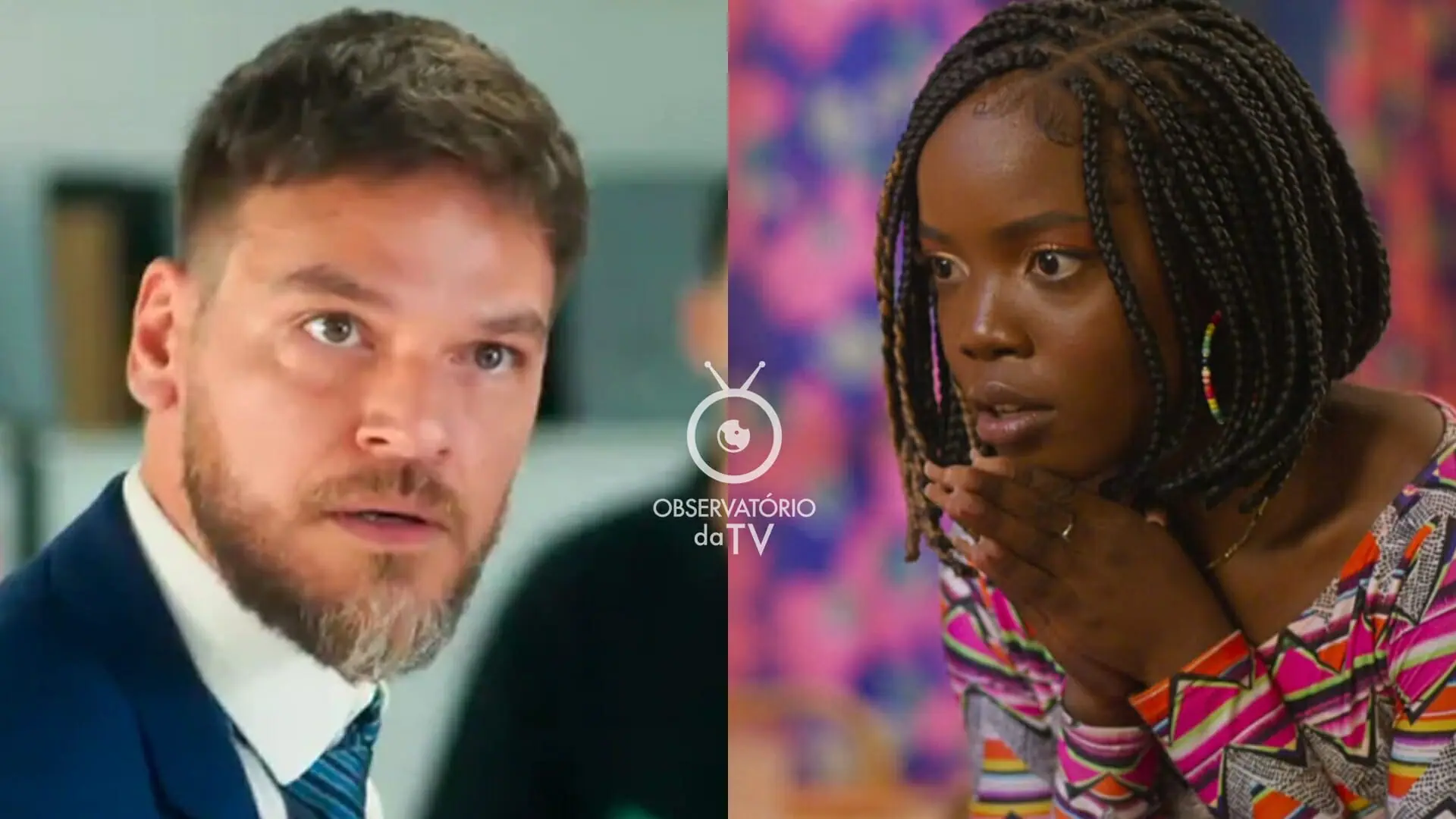 Theo (Emílio Dantas) e Kate (Clara Moneke) de Vai na Fé