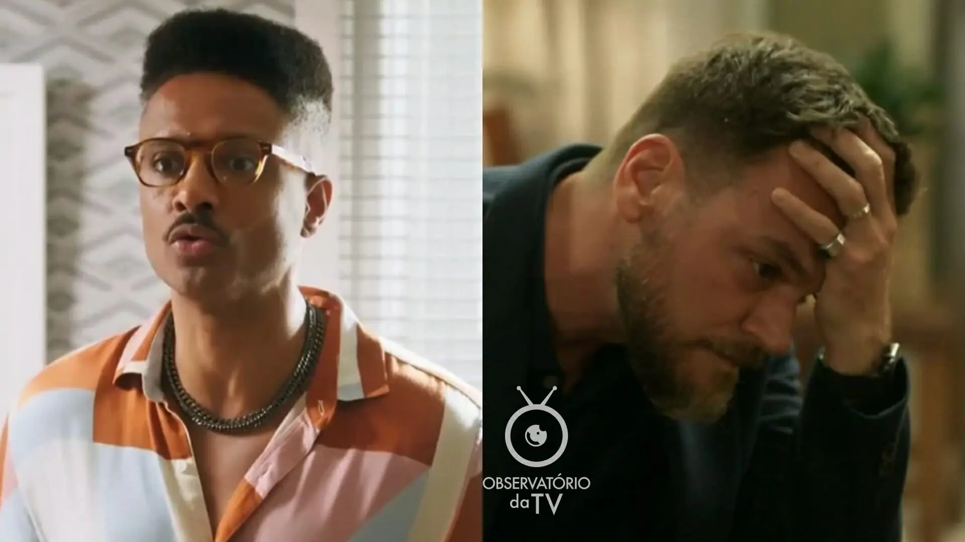 Anthony (Orlando Caldeira) e Theo (Emílio Dantas) de Vai na Fé