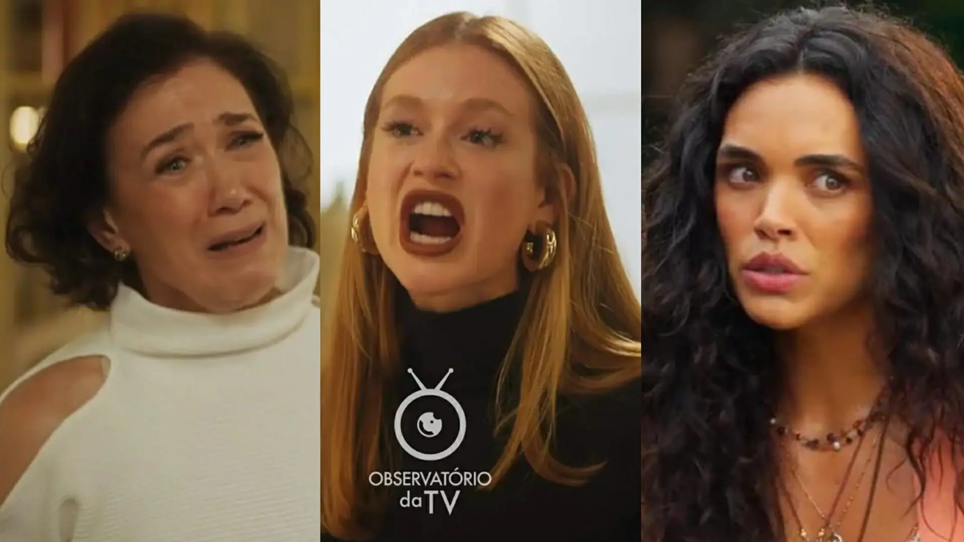 Bebel (Lilia Cabral), Preciosa (Marina Ruy Barbosa) e Luna (Giovana Cordeiro) de Fuzuê