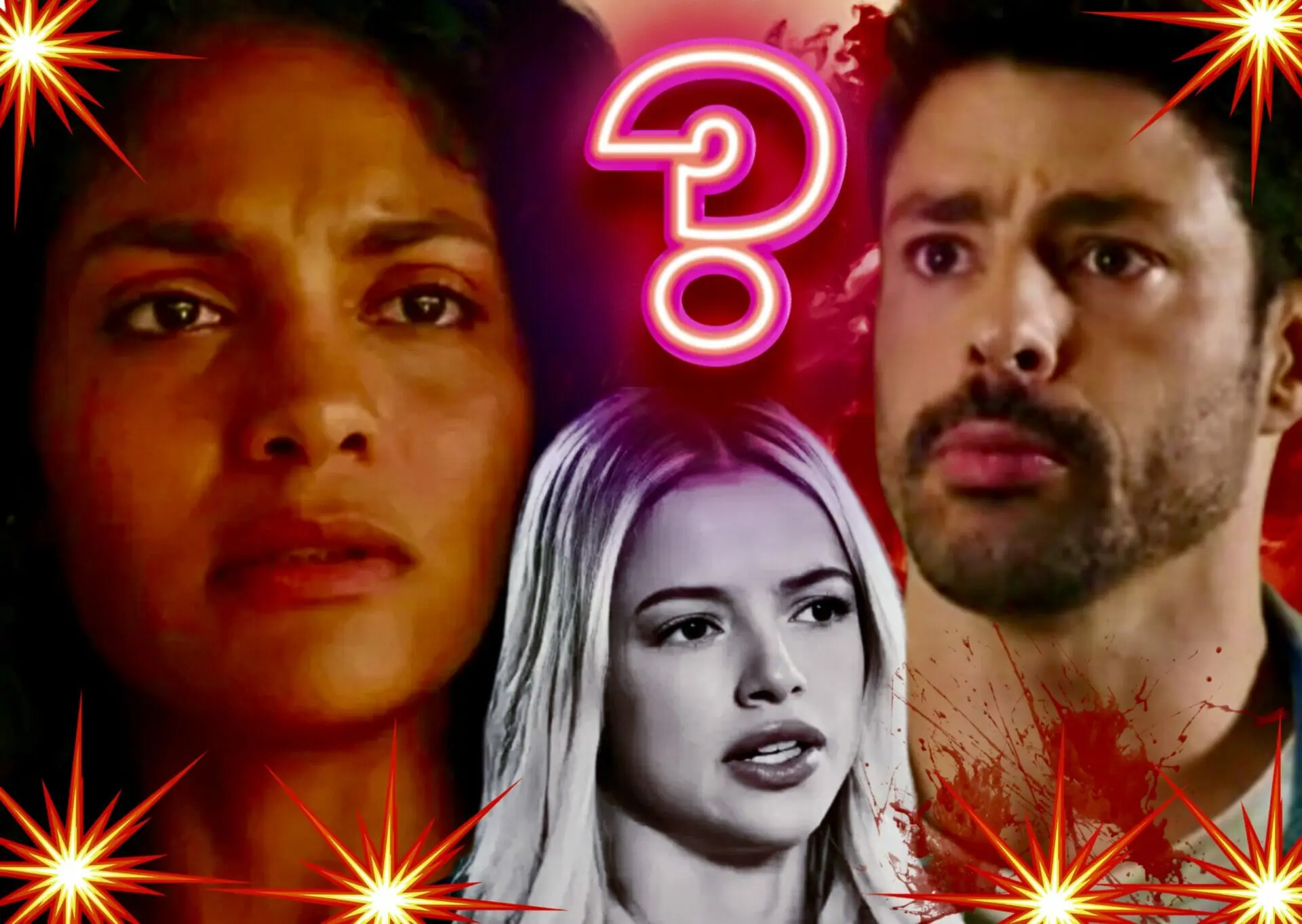 Aline (Barbara Reis), Graça (Agatha Moreira) e Caio (Cauã Reymond) de Terra e Paixão