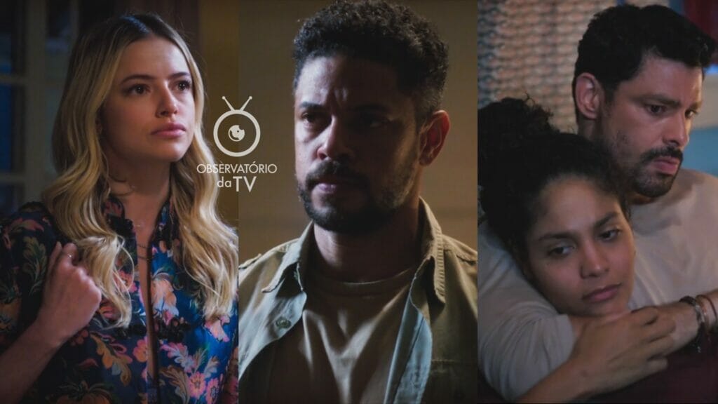 Graça (Agatha Moreira), Jonatas (Paulo Lessa), Aline (Barbara Reis) e Caio (Cauã Reymond) de Terra e Paixão