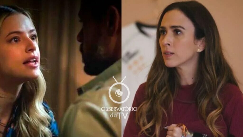 Graça (Agatha Moreira), Jonatas (Paulo Lessa) e Anely (Tatá Werneck) de Terra e Paixão