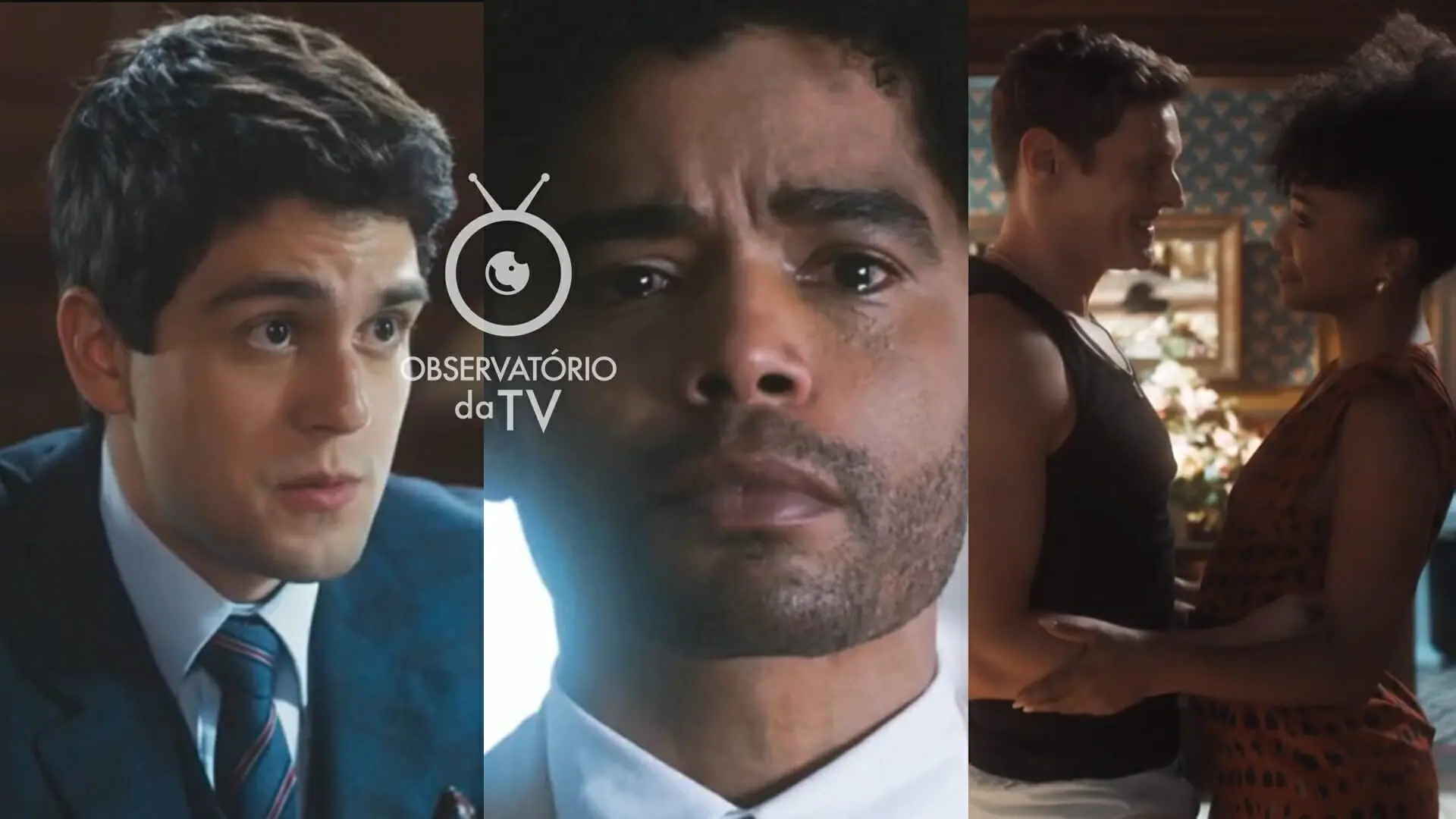 Júlio (Daniel Rangel), Orlando (Diogo Almeida), Felipe Neves (Pierre Baitelli) e Lucília (Kênia Bárbara) de Amor Perfeito