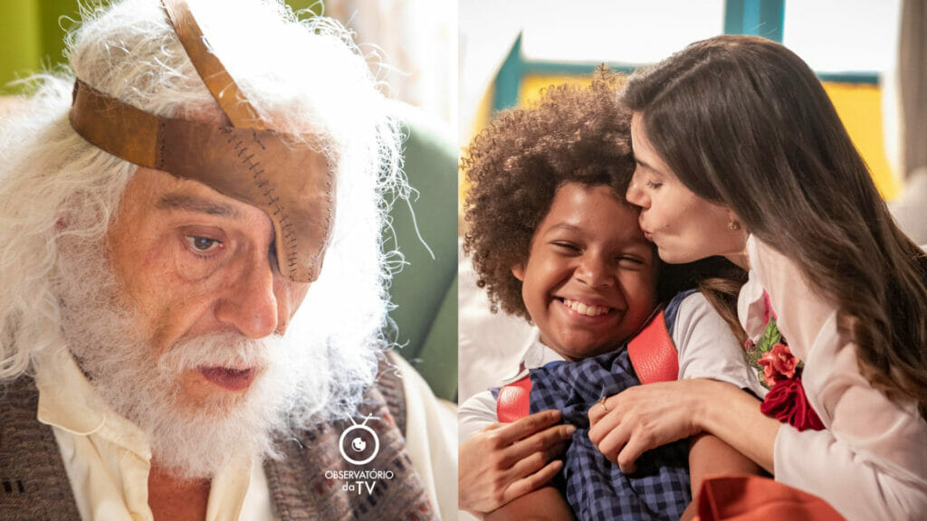 Leonel (Paulo Gorgulho), Marcelino (Levi Asaf) e Marê (Camila Queiroz) em Amor Perfeito