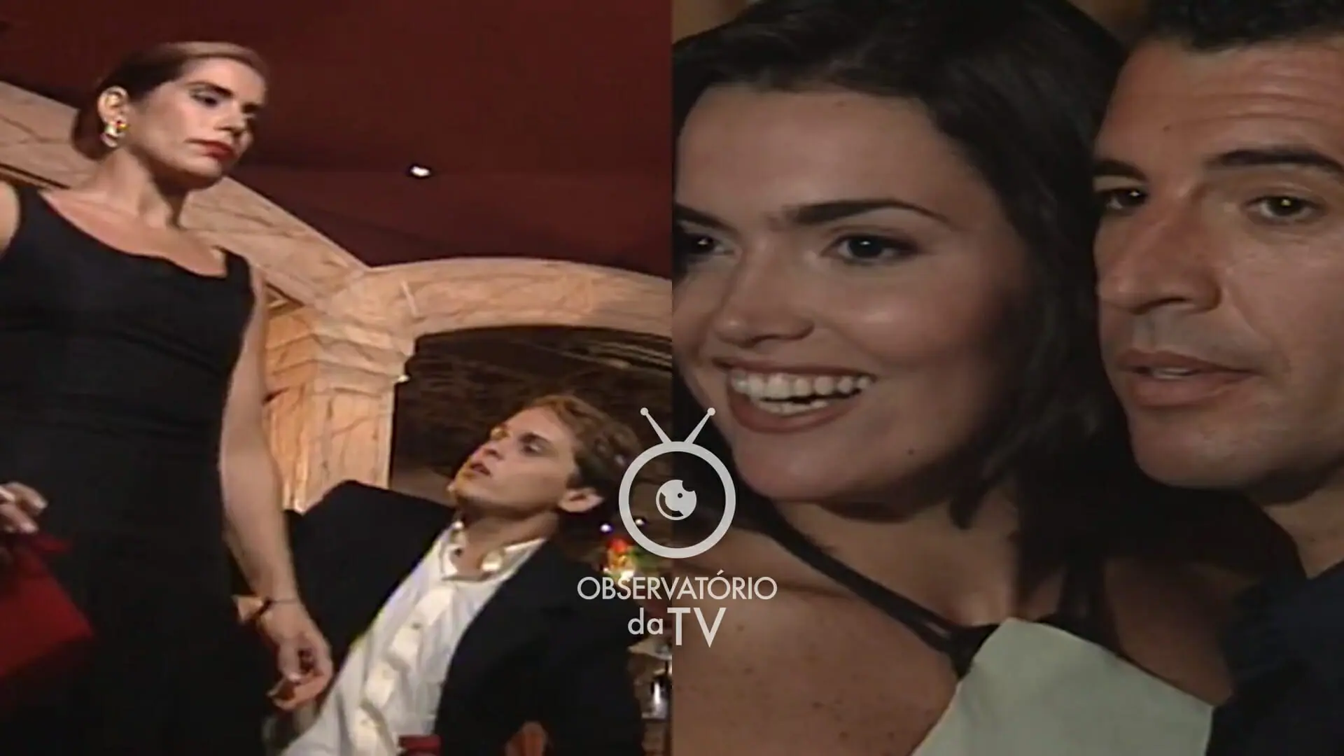 Raquel (Gloria Pires), Marcos (Guilherme Fontes), Andrea (Karina Perez) e Wanderlei (Paulo Betti) de Mulheres de Areia