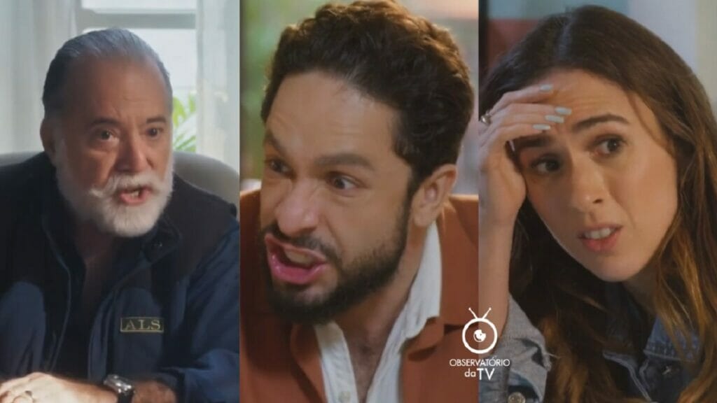 Luigi (Rainer Cadete), Anely (Tatá Werneck), Antônio (Tony Ramos) de Terra e Paixão