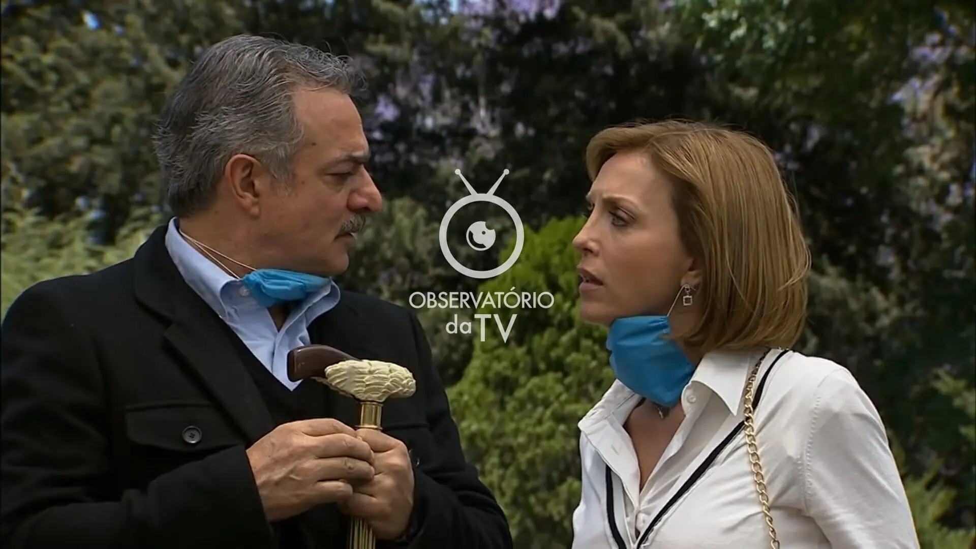 Cláudio Linhares (David Ostrosky) e Roselena (Laura Flores) de Um Refúgio para o Amor