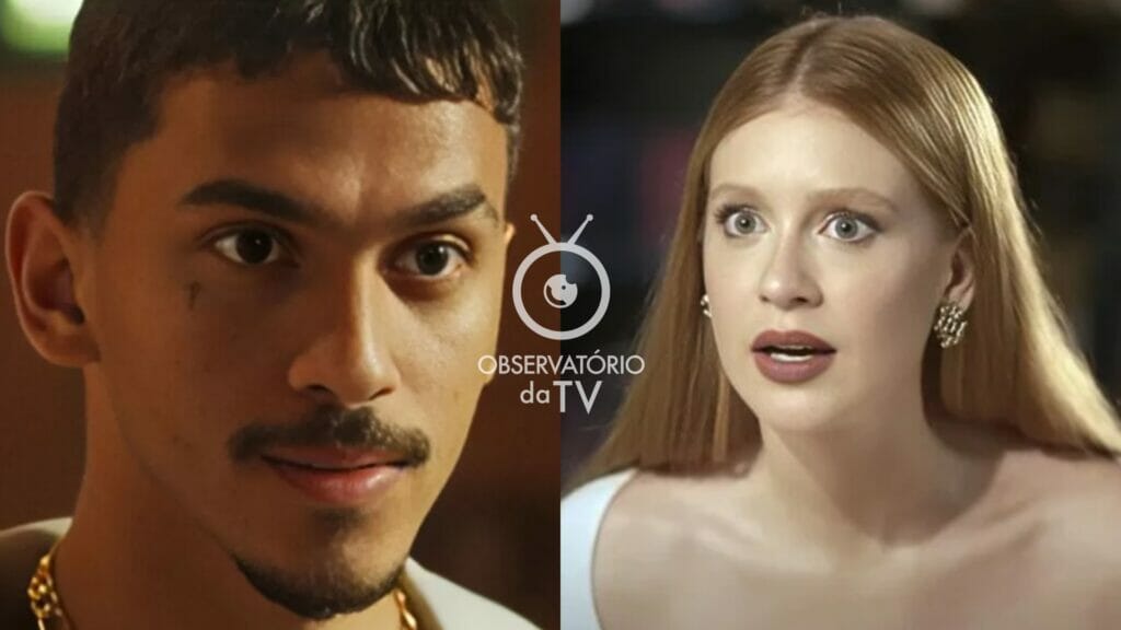 Merreca (Ruan Aguiar) e Preciosa (Marina Ruy Barbosa) de Fuzuê