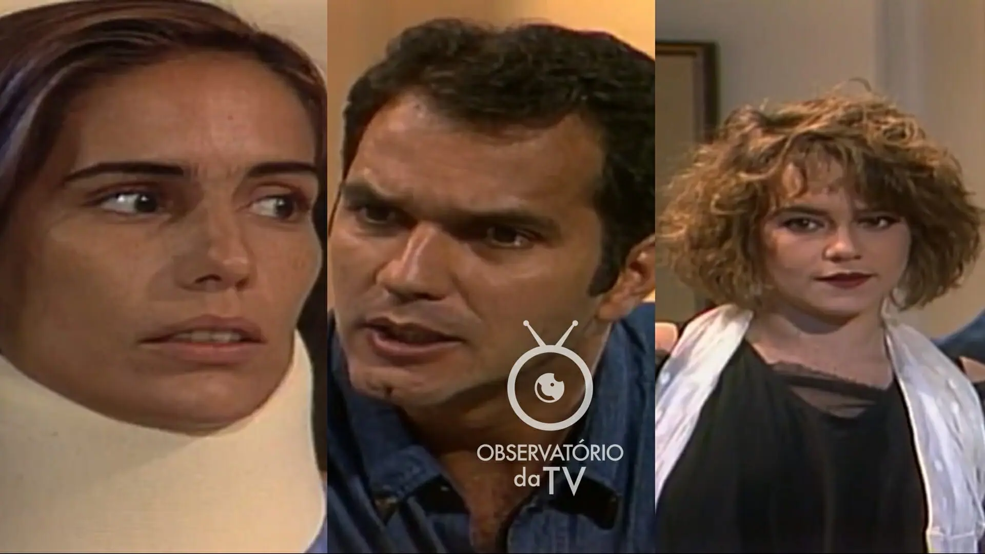 Ruth (Gloria Pires), Alaor (Humberto Martins) e Malu (Vivianne Pasmanter) de Mulheres de Areia