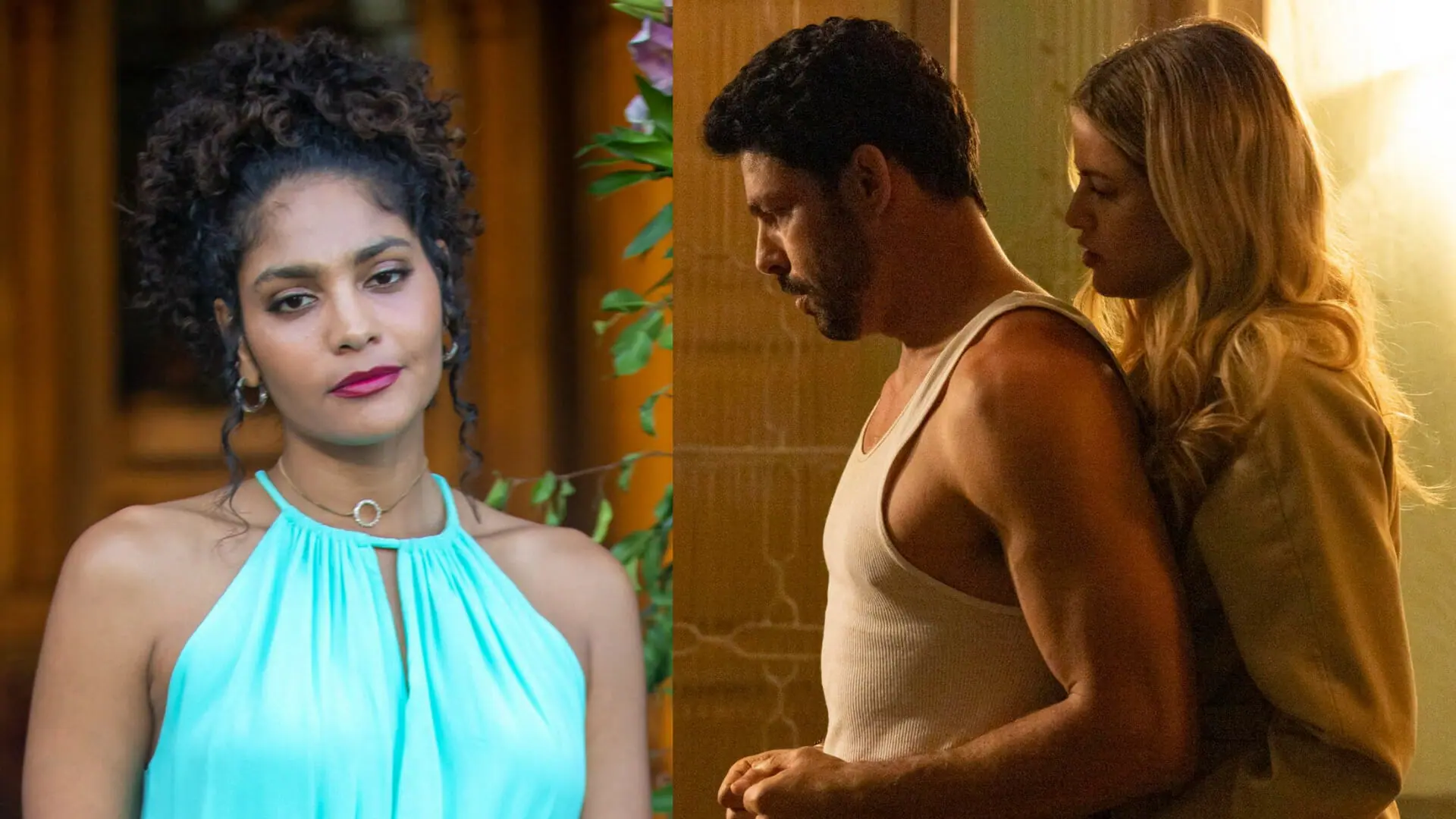 Aline (Bárbara Reis), Caio (Cauã Reymond) e Graça (Agatha Moreira) em Terra e Paixão
