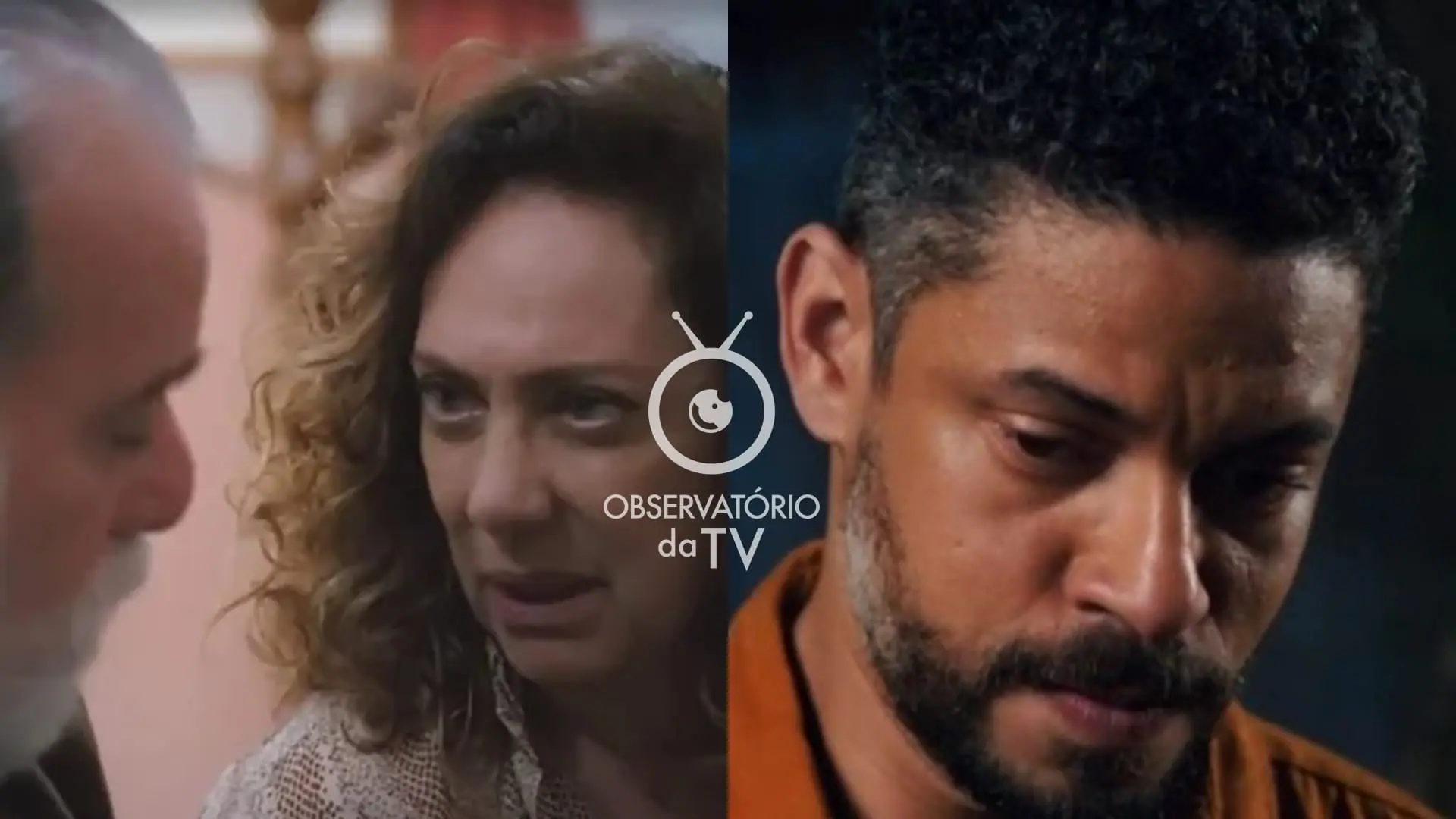 Antônio (Tony Ramos), Agatha (Eliane Giardini) e Jonatas (Paulo Lessa) de Terra e Paixão